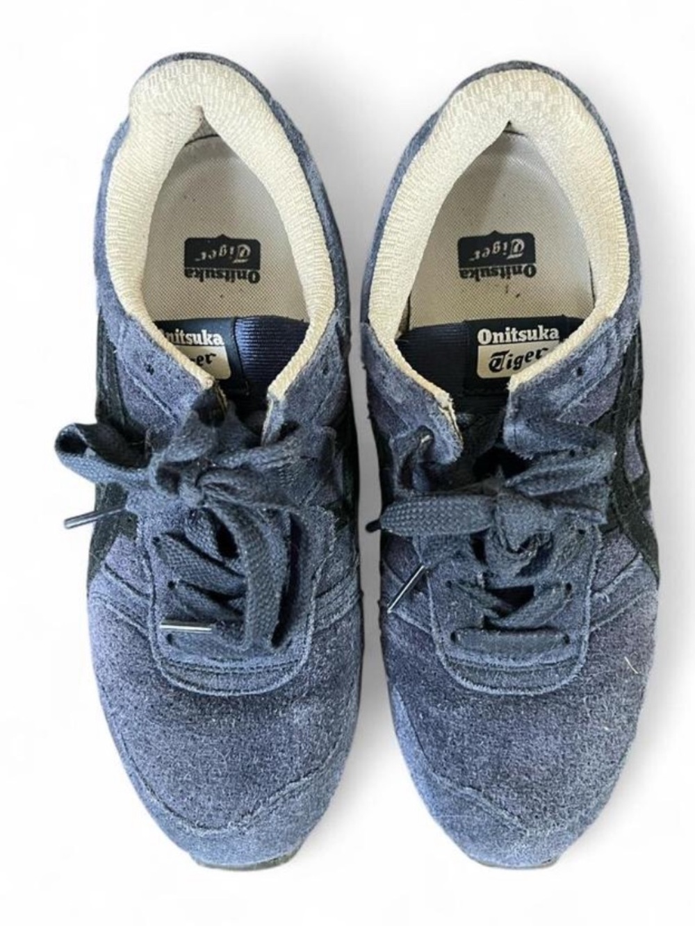 Like New Onitsuka Tiger Navy Suede Sneakers with Black Stripes from Japan